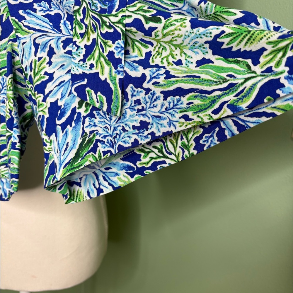 Floral Blue and Green Women's Shorts - Picture 6 of 7